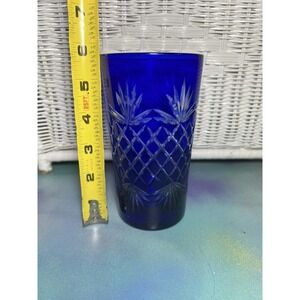 Imperial Estate Triumph Crystal Cobalt Blue Cut Clear Highball Tumbler Glass